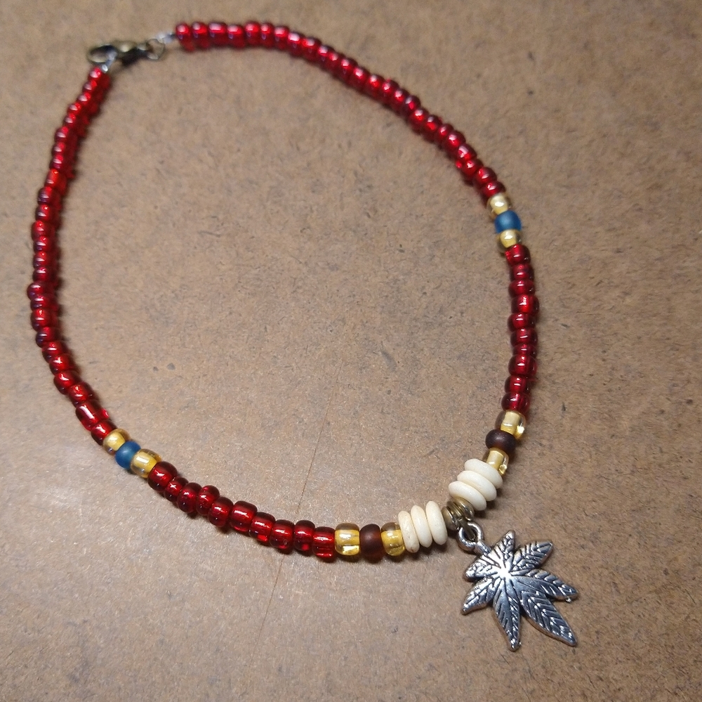 *5/25* Boho tribal bracelet with cannabis charm🔥